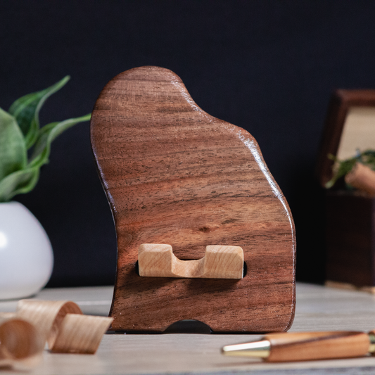 Phone Stand Holder: Wooden Walnut and Maple
