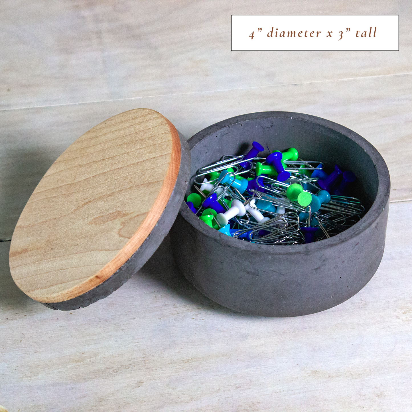 Beeswax Candle in Concrete Jar - Reusable Desk Organizer