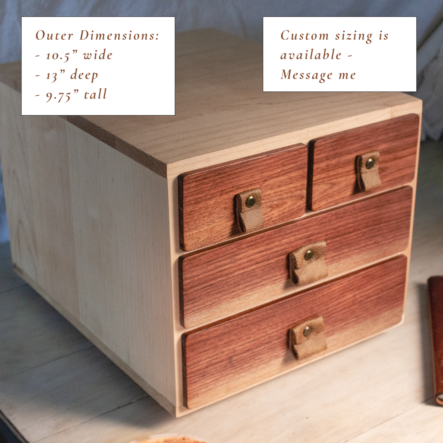 Wood Desk Organizer with 4 Drawers