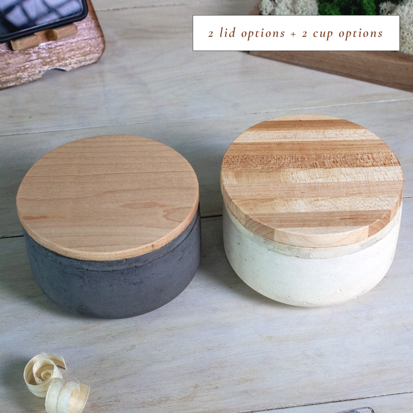 Beeswax Candle in Concrete Jar - Reusable Desk Organizer