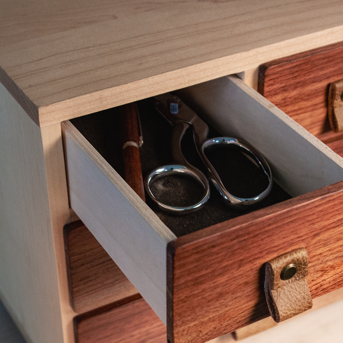 Wood Desk Organizer with 4 Drawers
