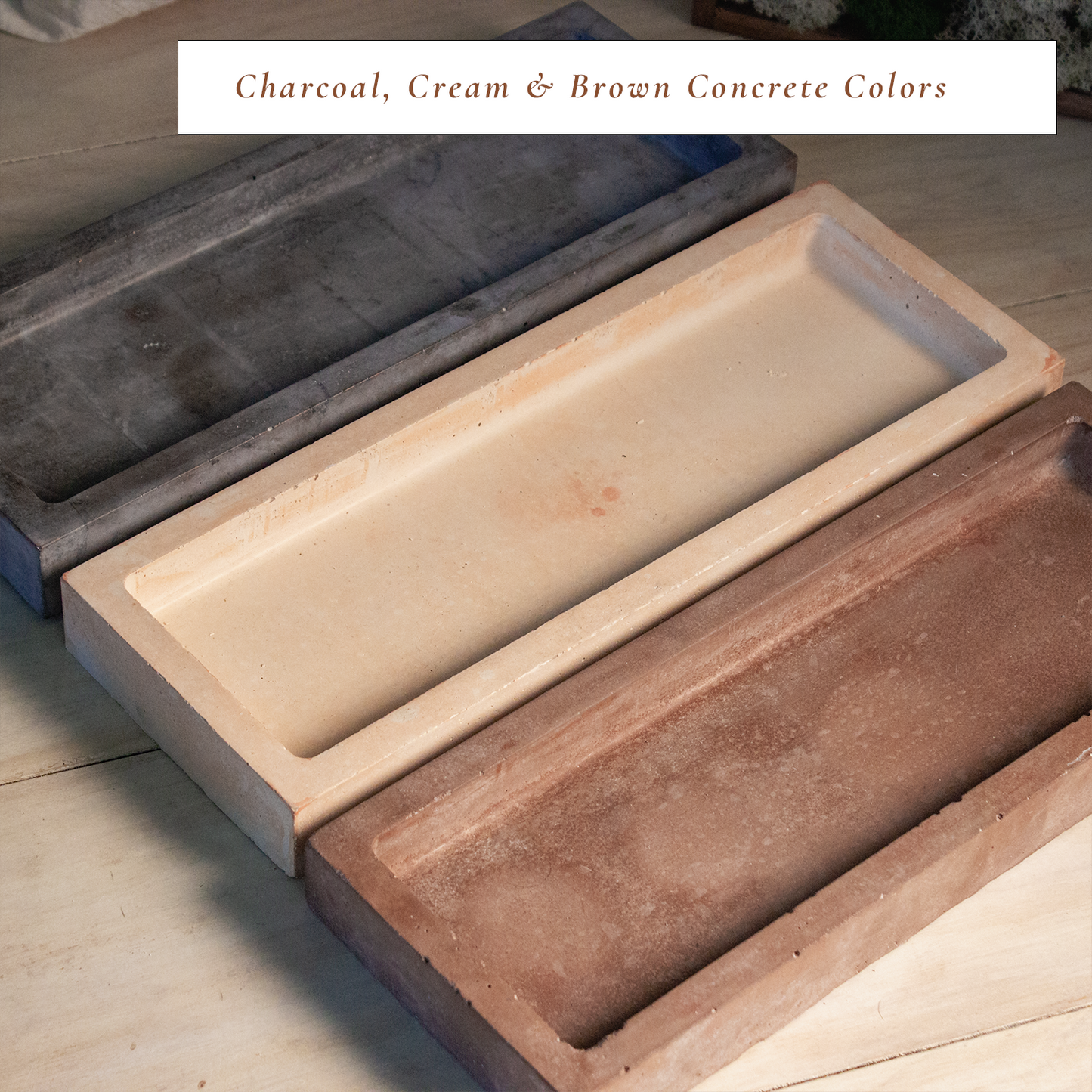 Concrete & Wood Desk Organizer with Phone Stand