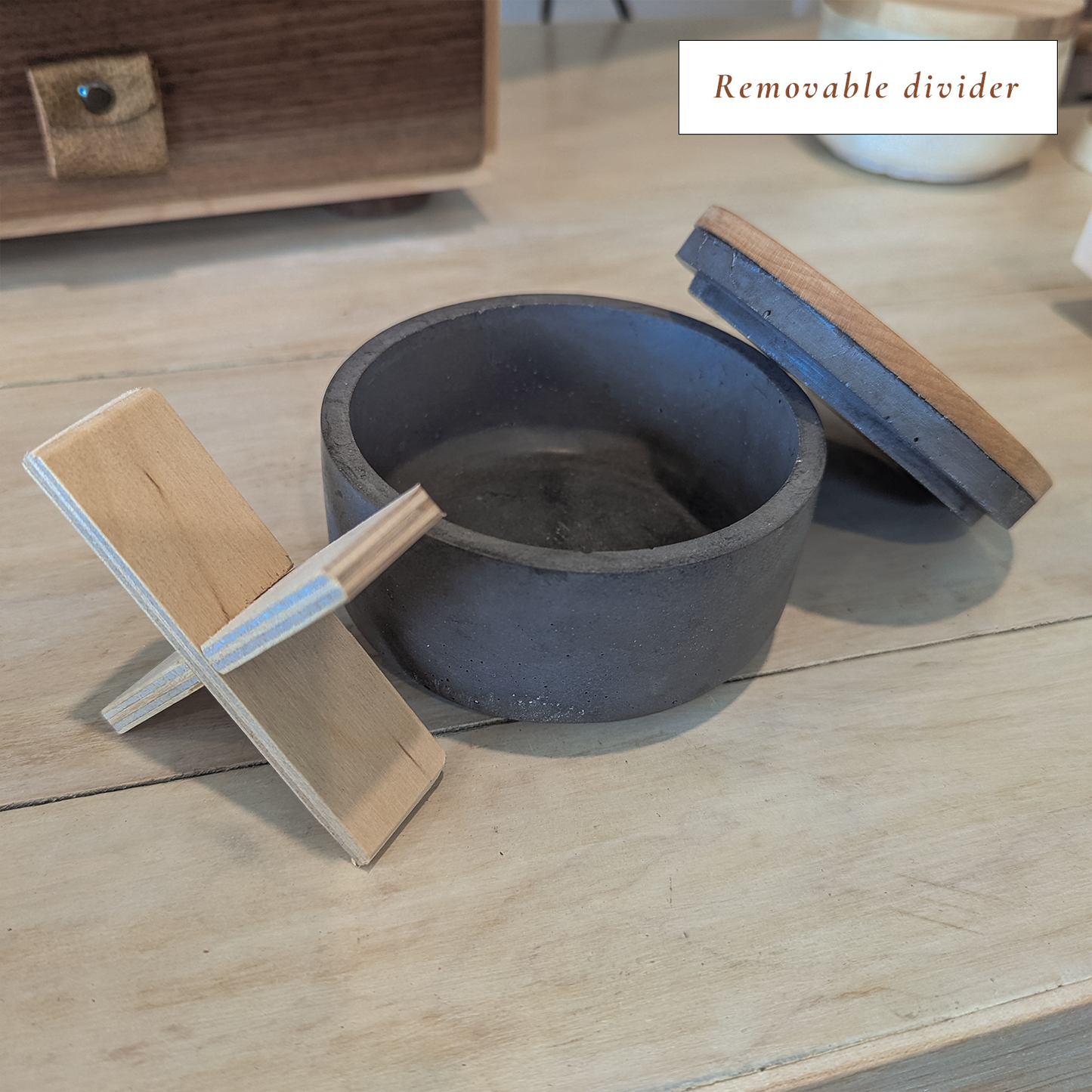 Beeswax Candle in Concrete Jar - Reusable Desk Organizer