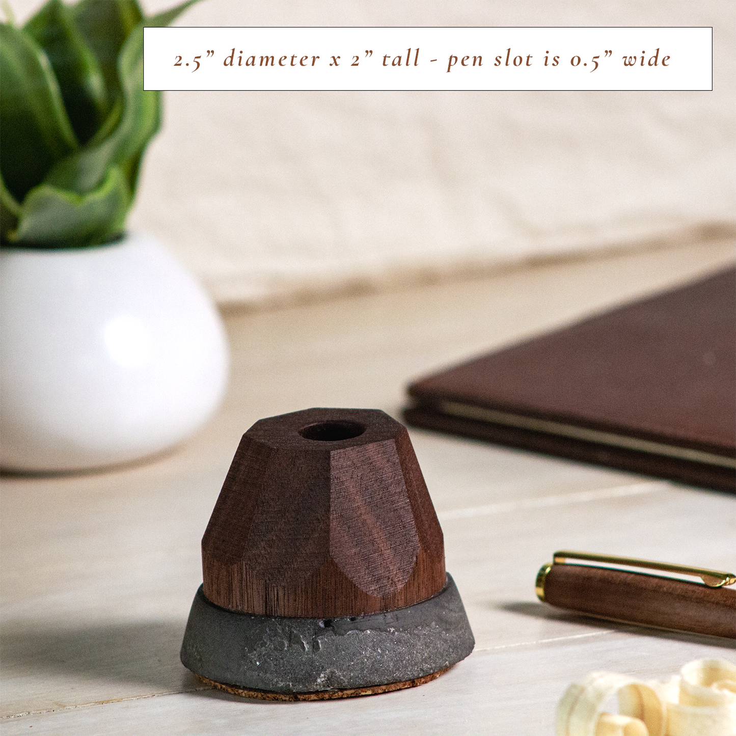 Wood and Concrete Single Pen Stand
