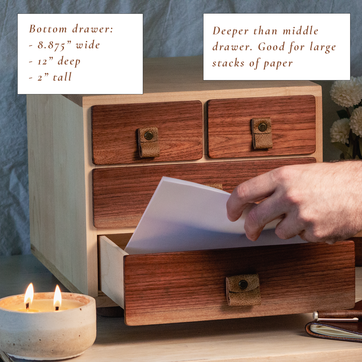 Wood Desk Organizer with 4 Drawers