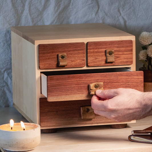 Wood Desk Organizer with 4 Drawers