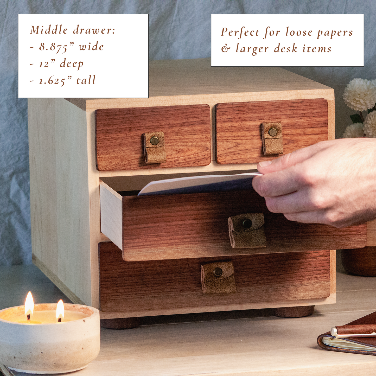 Wood Desk Organizer with 4 Drawers
