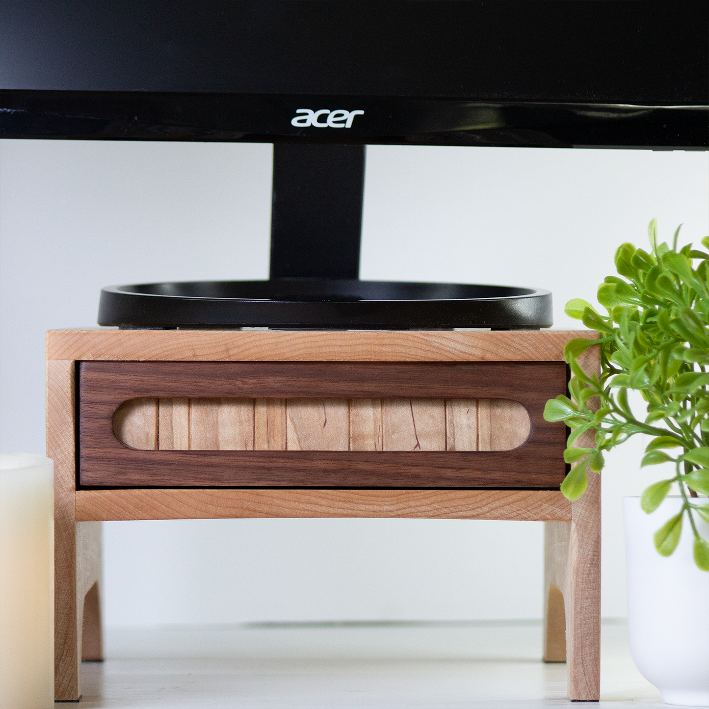 Wood Monitor Stand - Walnut & Maple